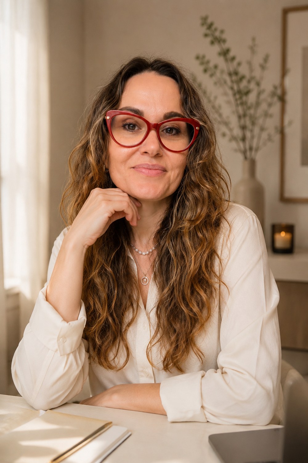 Michelle Negherbon Gross, psicanalista, retrato acolhedor